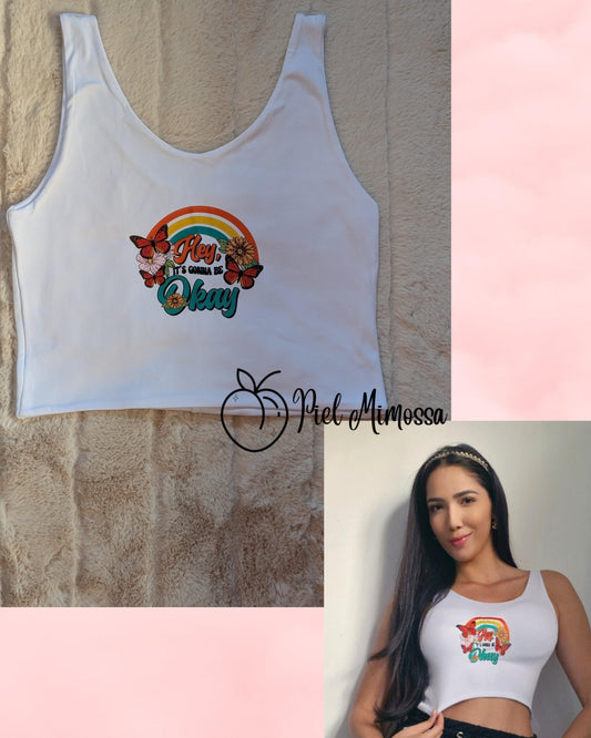 White Casual Crop Top in different prints