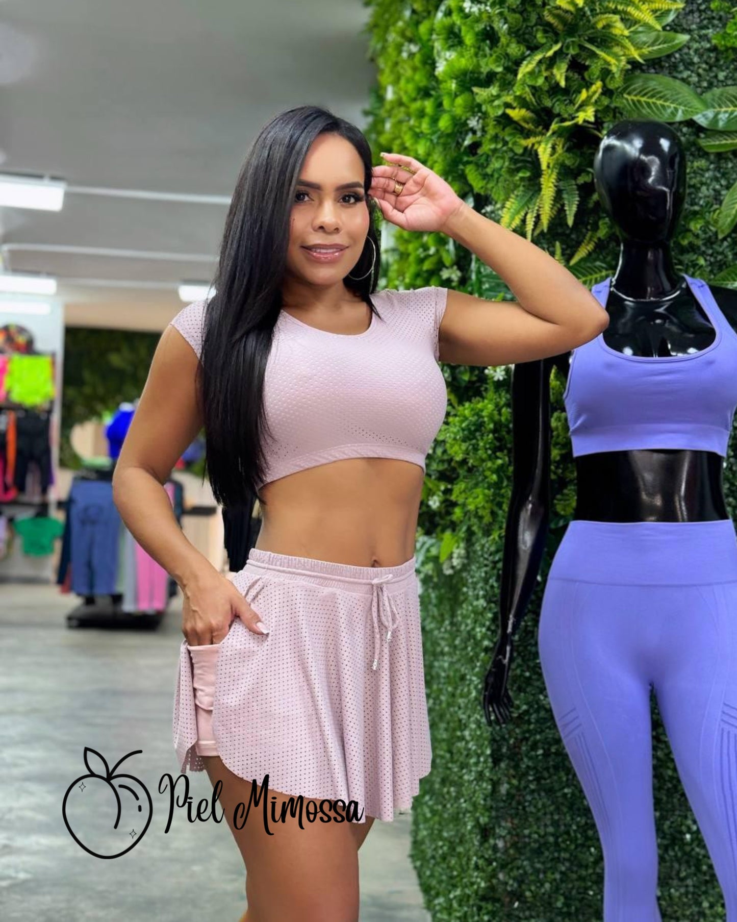 Mesh-like Skirt Set