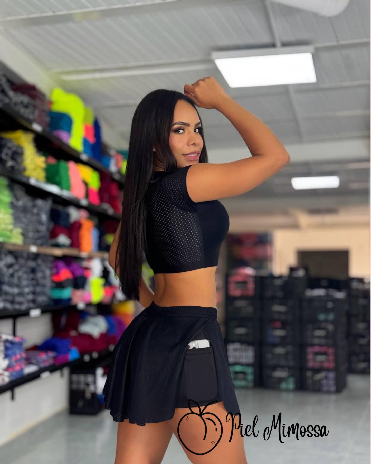 Mesh-like Skirt Set