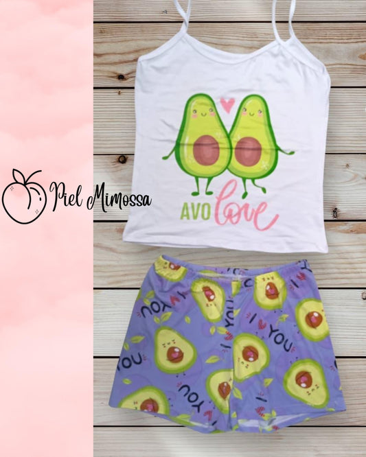 Shorts and Blouse Set - Avocados
