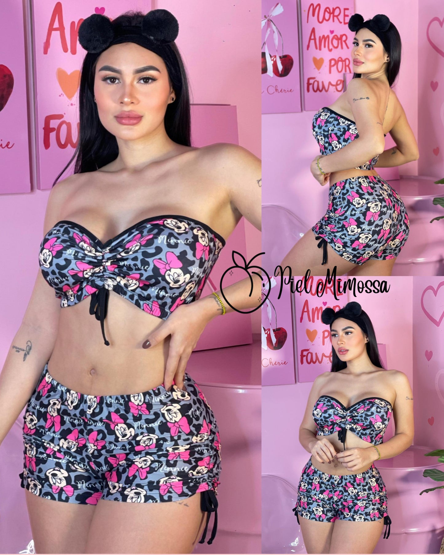Shorts and Strapless Blouse Set
