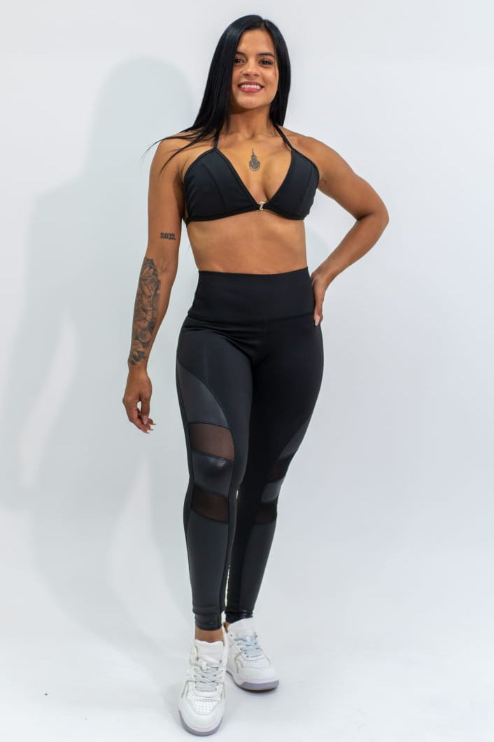 Leggings de malla negra