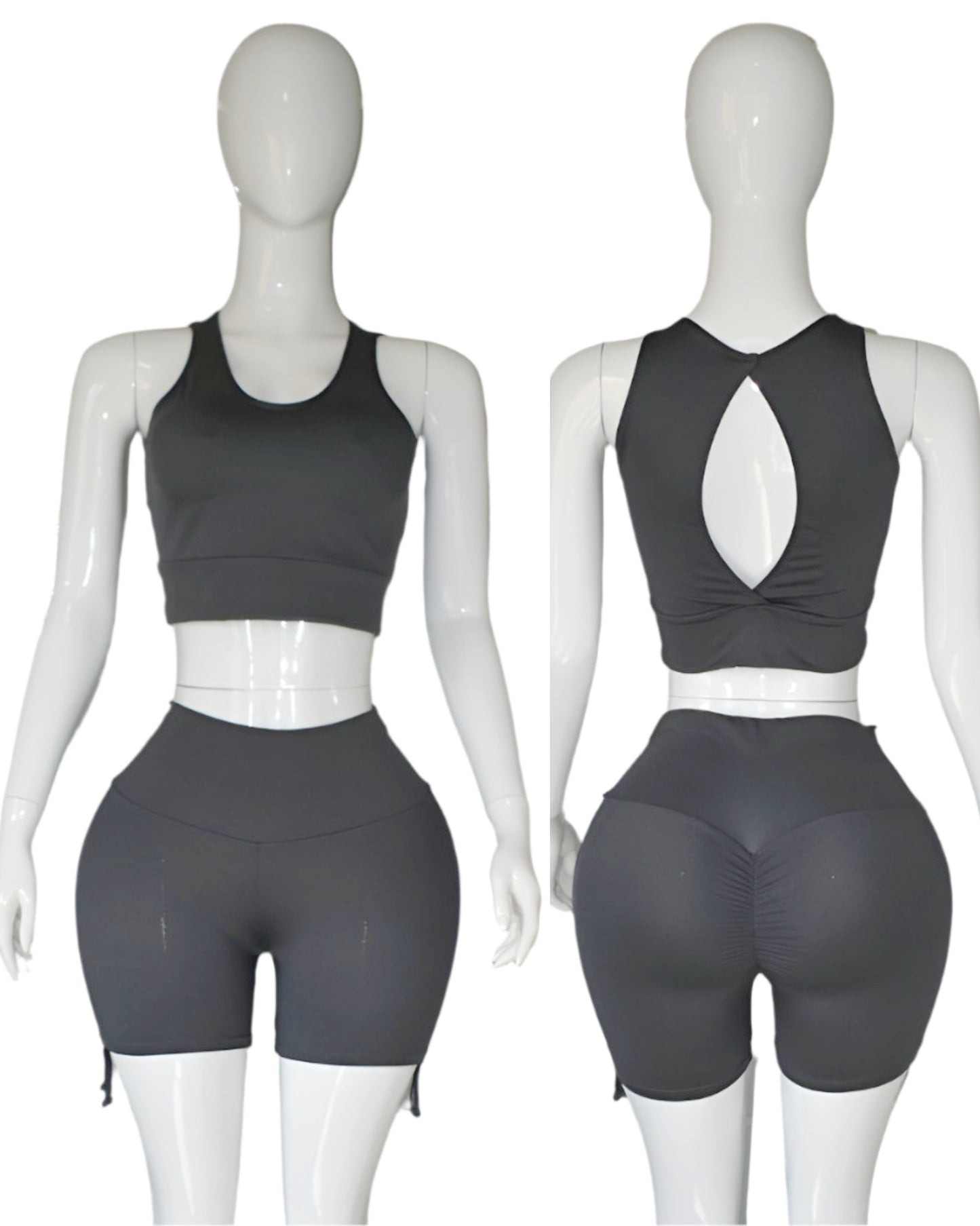 Ruched Side Tie Shorts Set
