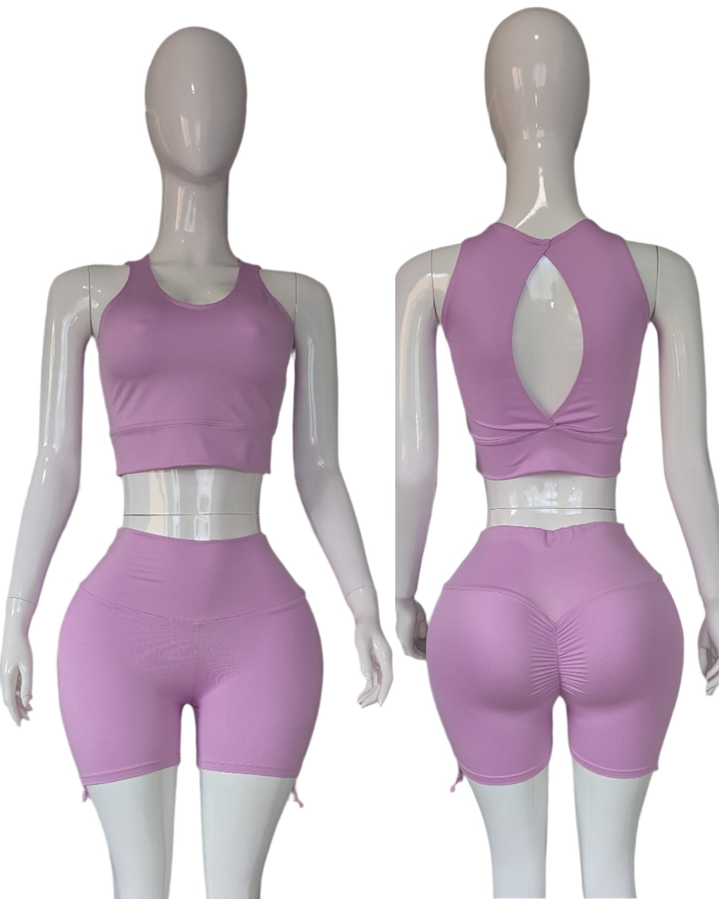 Ruched Side Tie Shorts Set