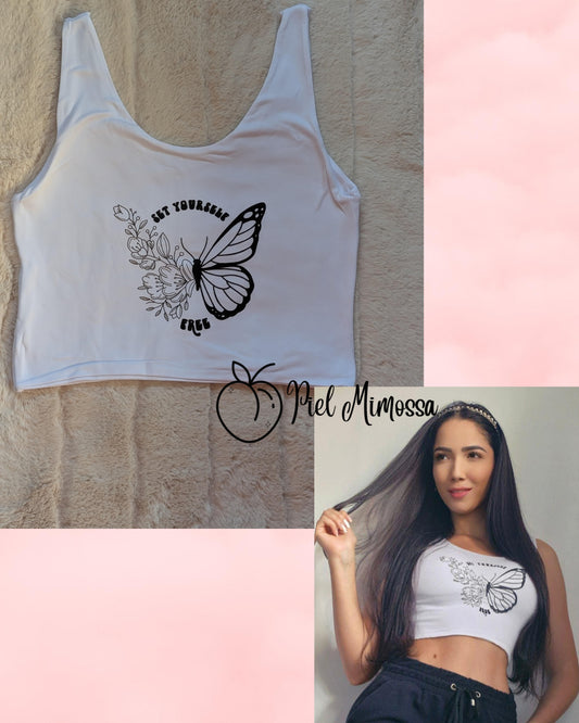 White Casual Crop Top in different prints