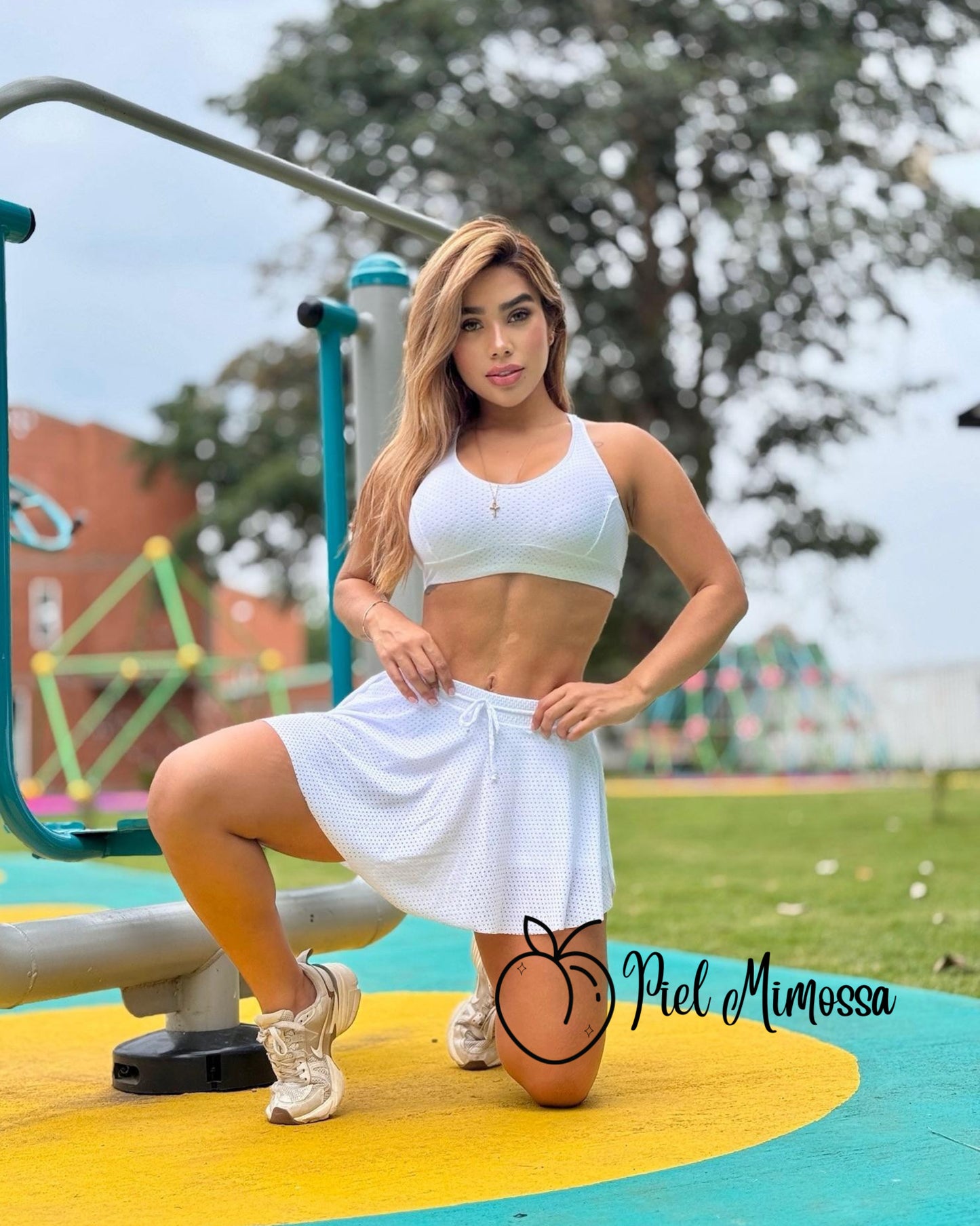 Mesh-like Skirt Set