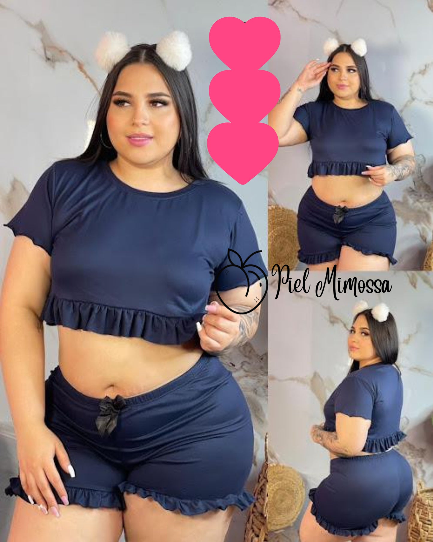 Shorts and Blouse Plus Set One Color