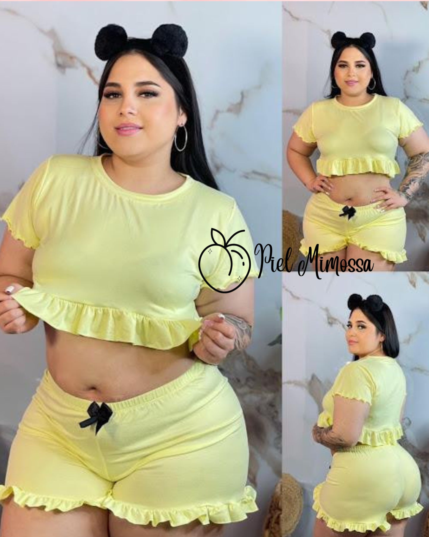 Shorts and Blouse Plus Set One Color