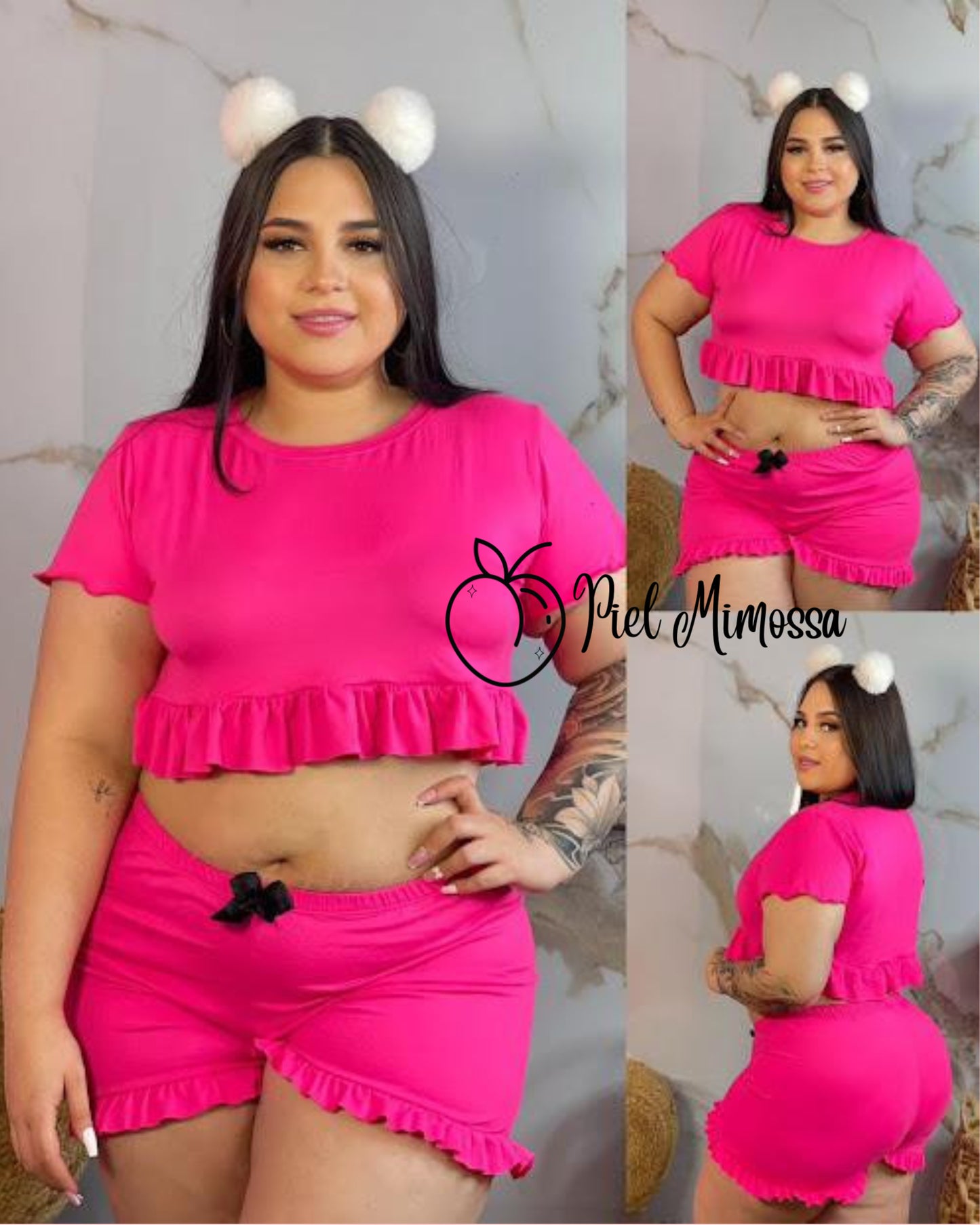 Shorts and Blouse Plus Set One Color