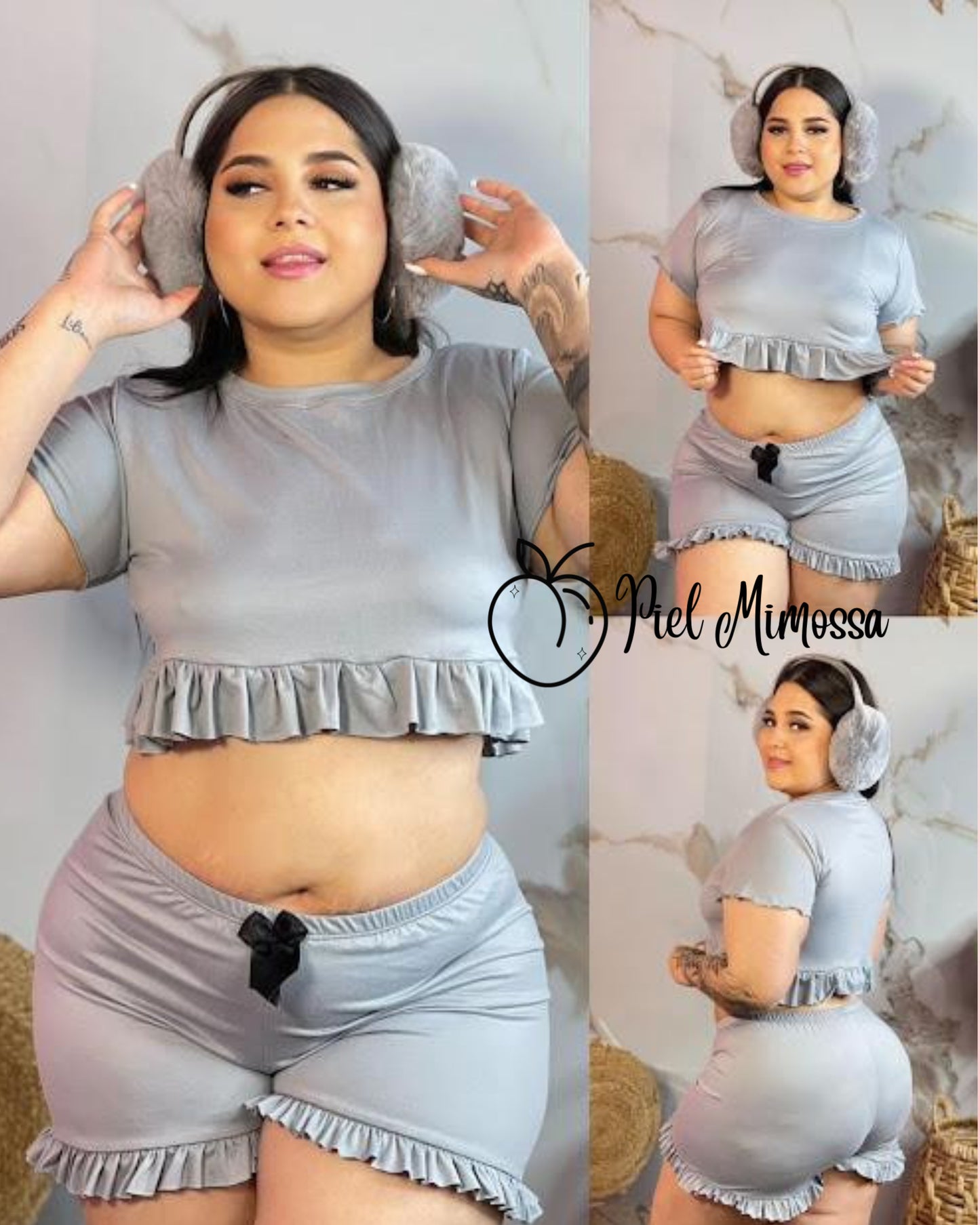 Shorts and Blouse Plus Set One Color