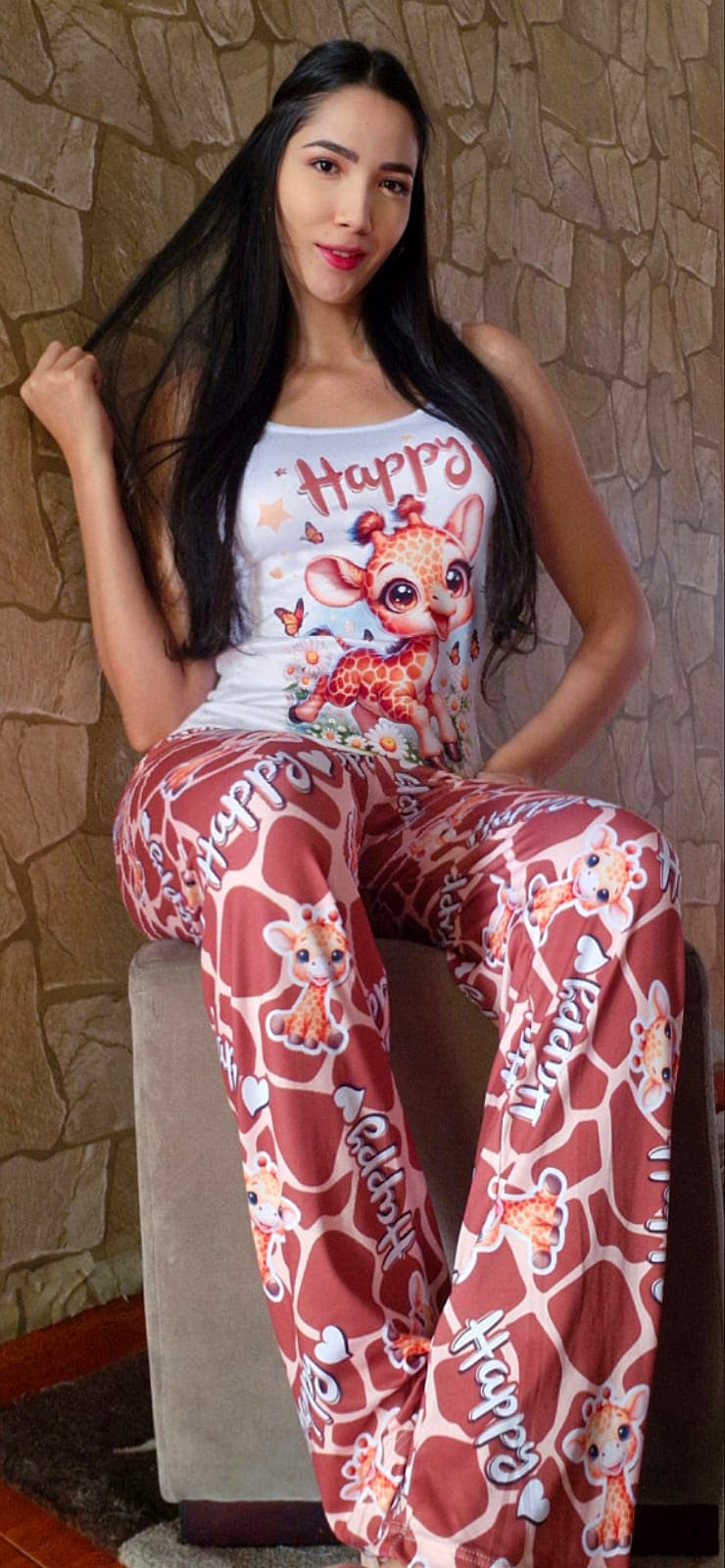 Pants with Strappy Blouse - Animals