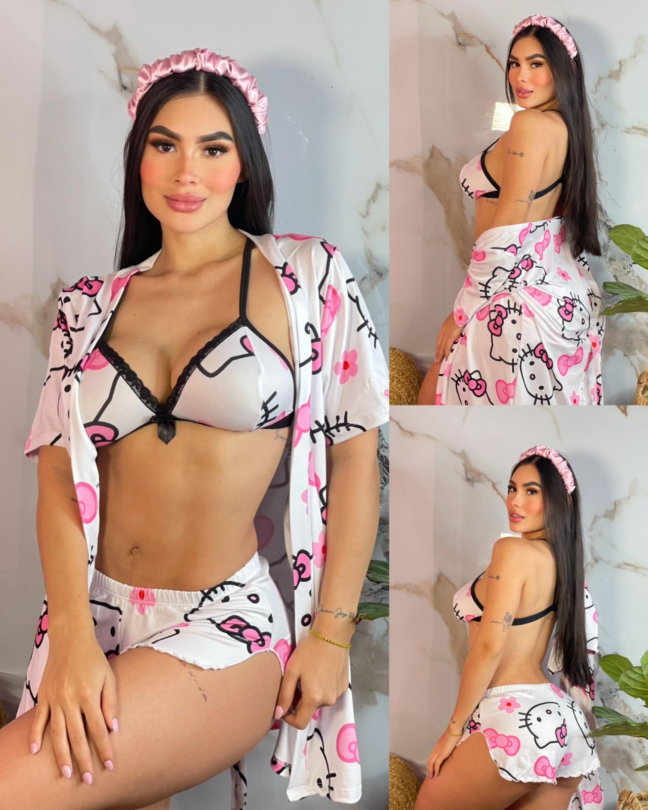 Shorts, Bra and Robe Set
