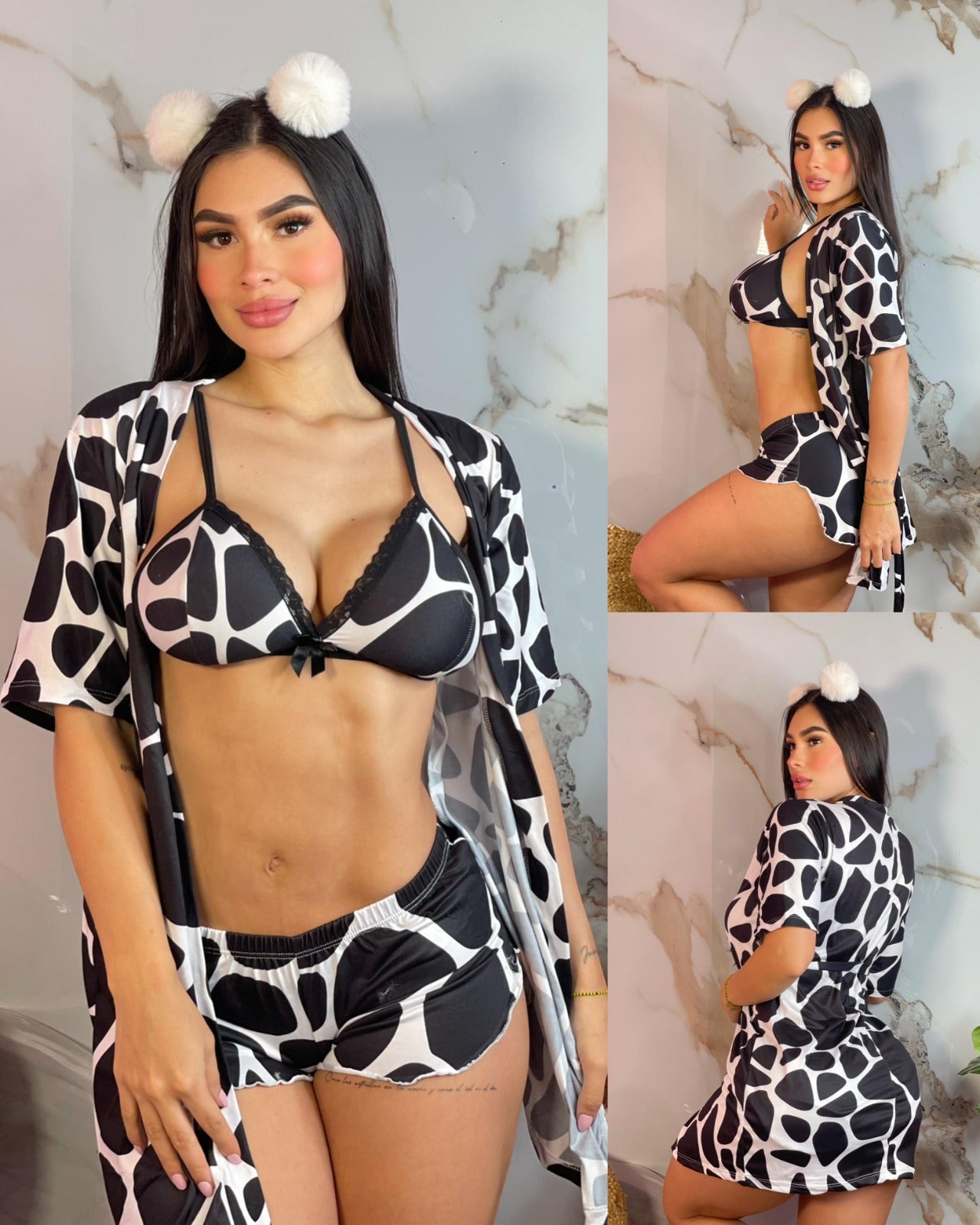 Shorts, Bra and Robe Set