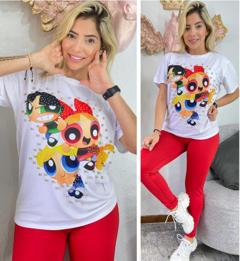Oversized T-shirt with rhinestones