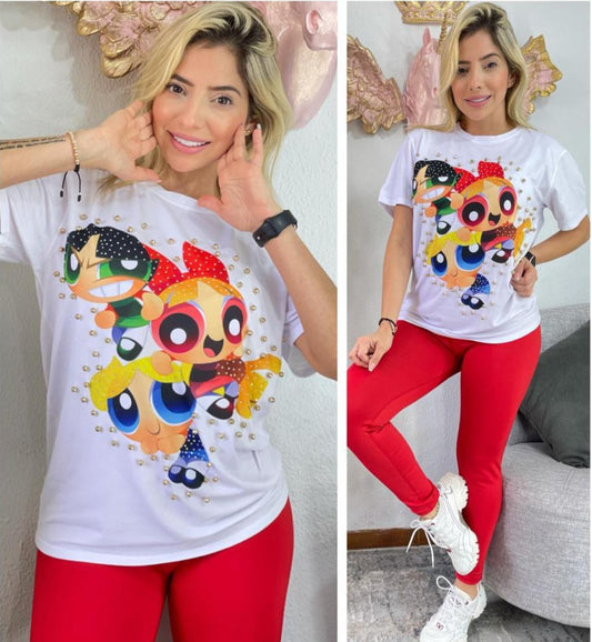 Oversized T-shirt with rhinestones