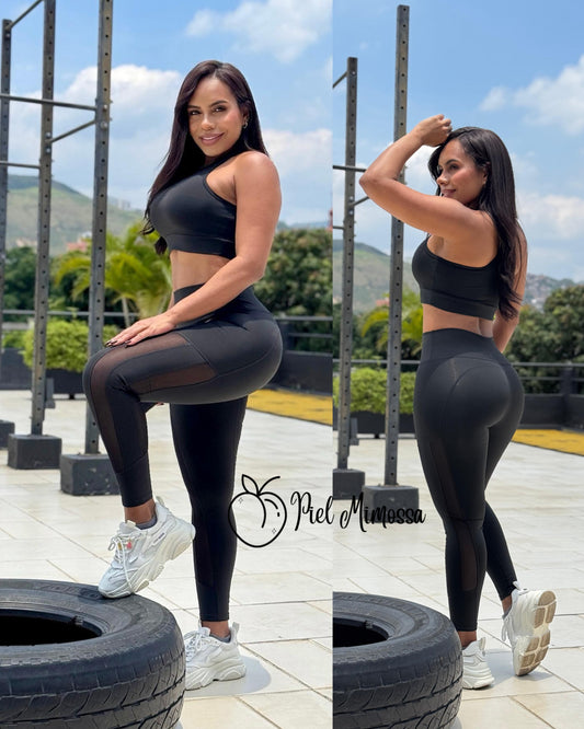 Leggings de malla negra