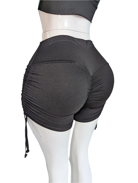 Ruched Side Tie Shorts Set