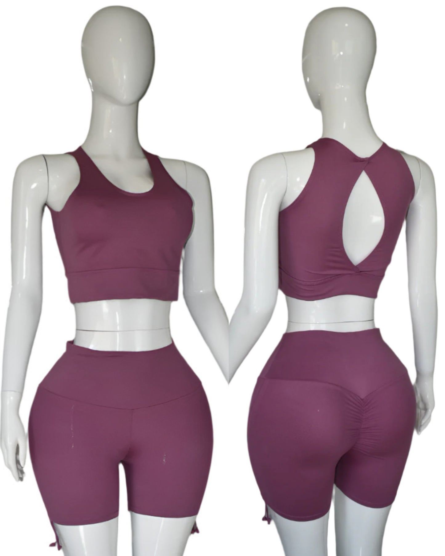 Ruched Side Tie Shorts Set