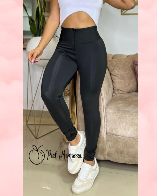 Leggings de control de abdomen con cremallera